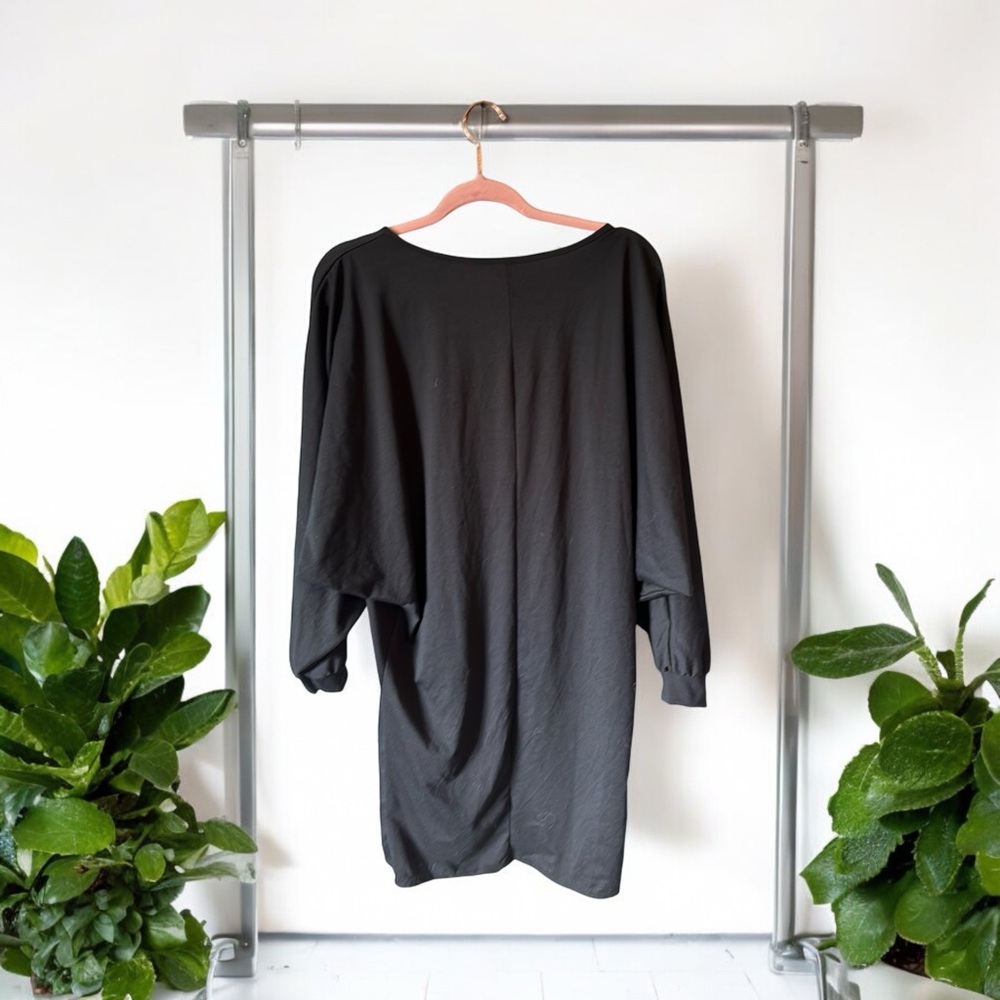 New LBD y2k long sleeve bat wing black  cocktail midlength dress RK4m